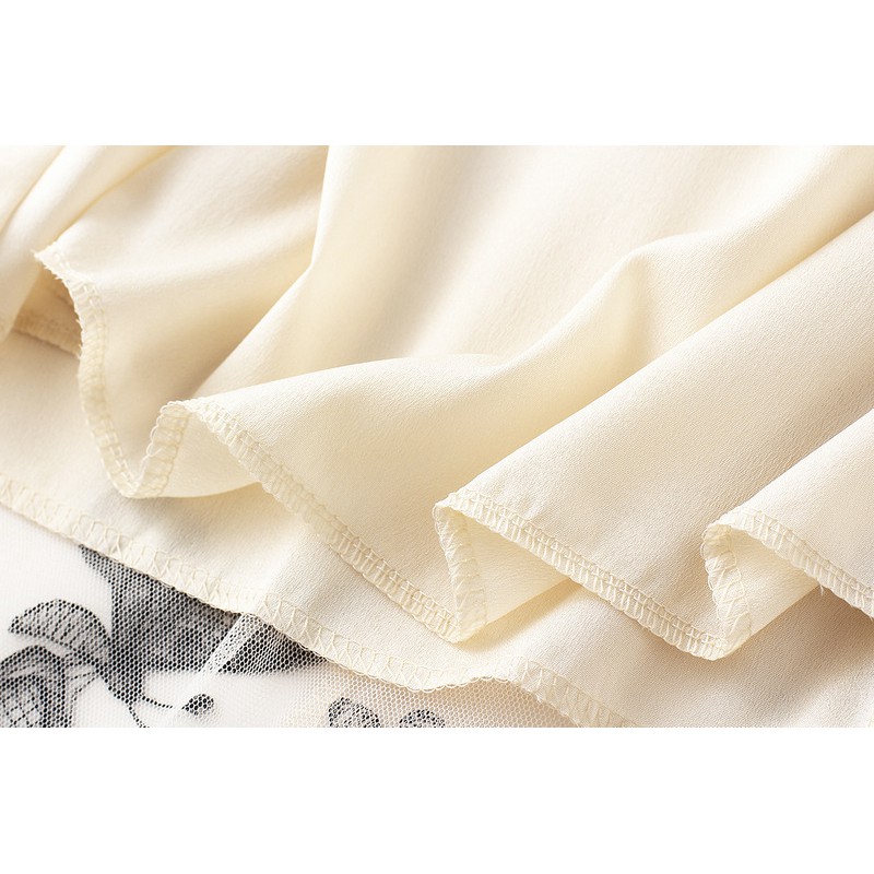 Lace butterfly print skirt, high-waist A-line skirt, mid-length mesh skirt (8652)