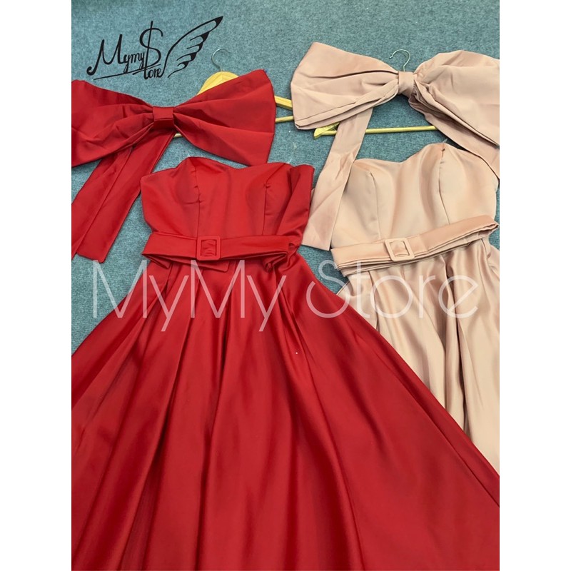 Đầm dự tiệc xếp ly tùng váy TRIPBLE T DRESS kèm phụ kiện phối dc 2-3 kiểu váy - size M/L (kèm ảnh/video thật) MS321V