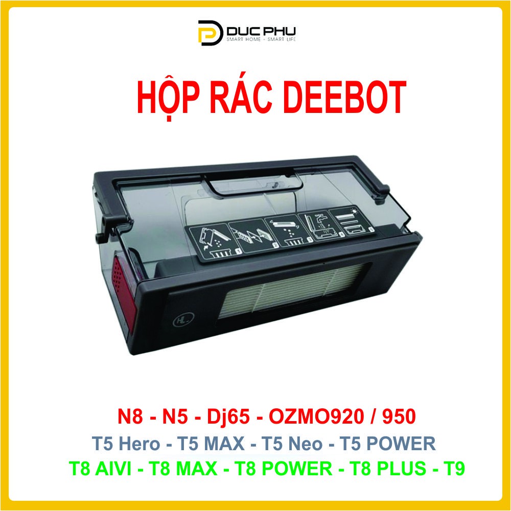 Hộp bụi, hộp rác Robot hút bụi Ecovacs Deebot T5/T8/T9/N8/N5/DJ65/Ozmo 920/950