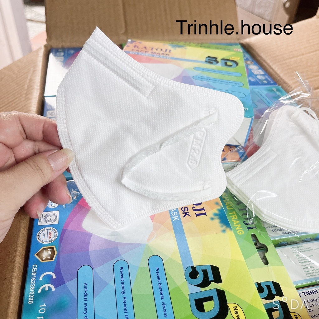 Khẩu trang y tế kháng khuẩn 5D Katoji màu trắng hộp 10 cái- Tân Bình