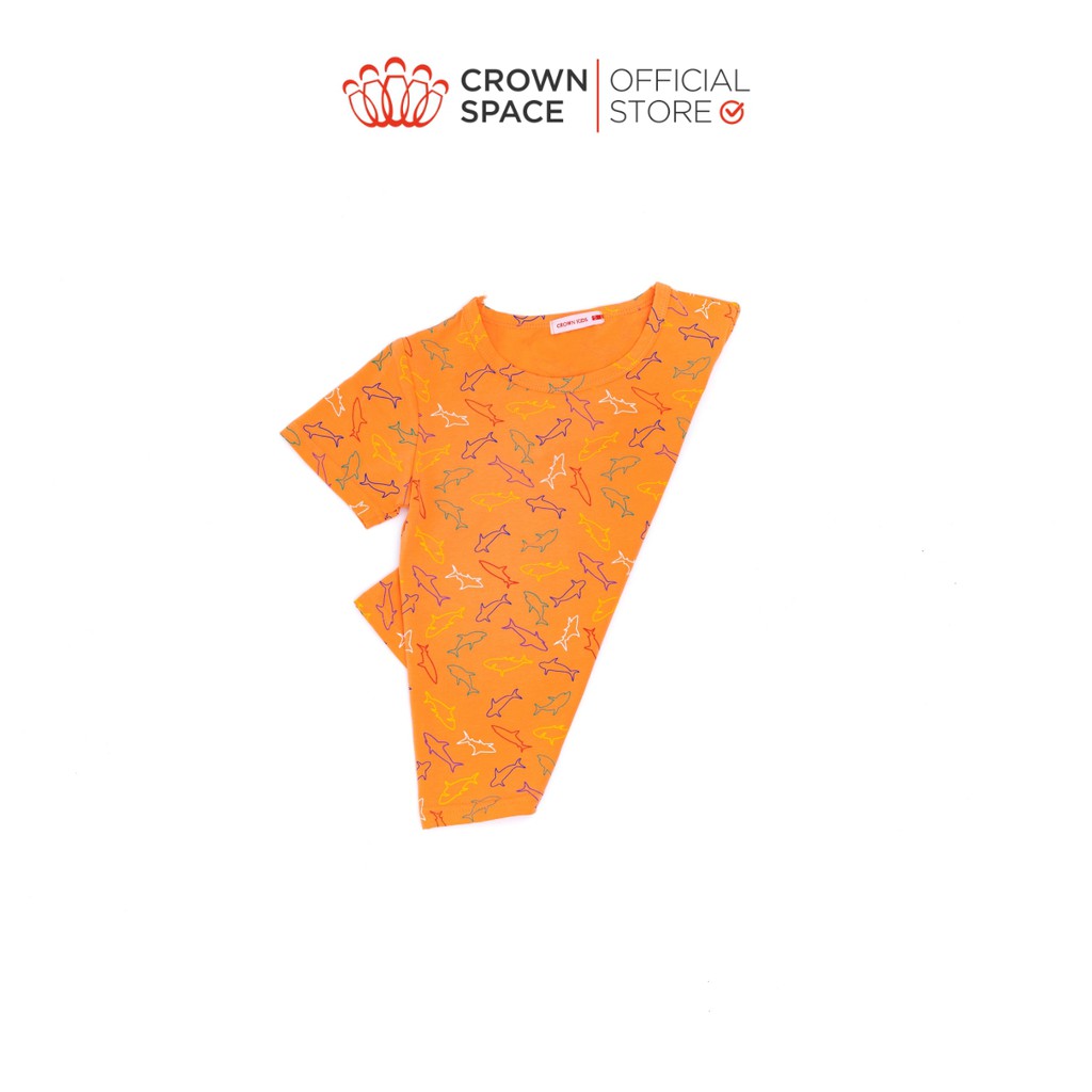 Áo Phông Bé Trai Cá Heo Màu Cam Crown Space Fashion CKBS2110701 TShirt Vải Cotton Thoáng Mát Từ Size 3-7