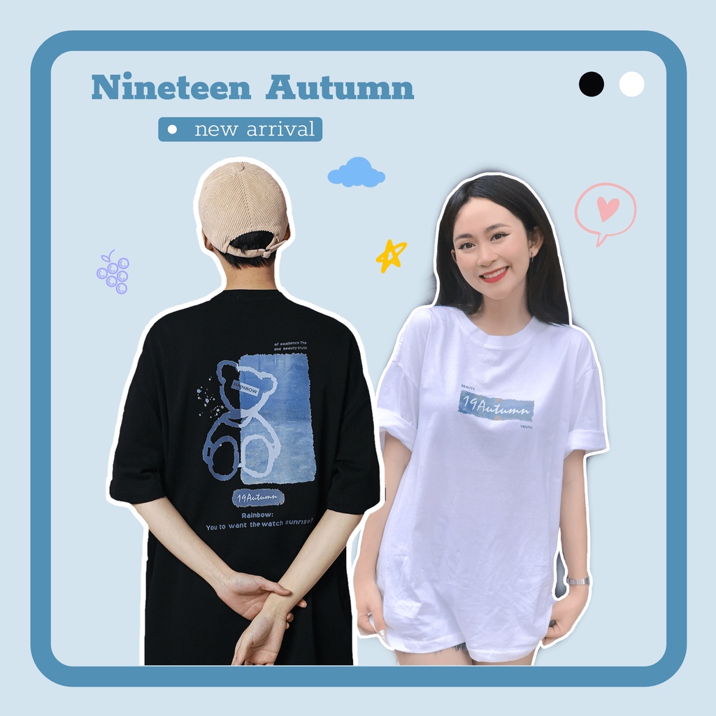 Áo thun tay lỡ nam nữ Unisex X Logo Nineteen Autumn phông Cotton form rộng cổ tròn