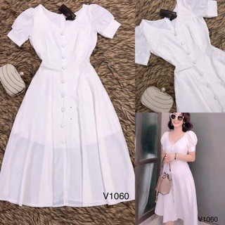 *❣️FREESHIP❣️ Đầm  Cổ V Nút Bọc. Đầm nữ thiết kế đẹp