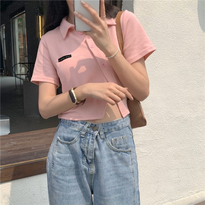 Áo thun tay ngắn màu trơn thời trang dành cho nữ