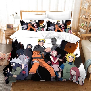 Bộ chăn ga và vỏ gối 3 trong 1 in hình Naruto phong cách Nhật Bản độc đáo