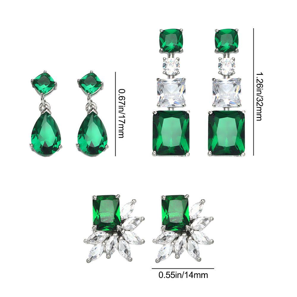 BORAG Bông Tai Hình Giọt Nước Đính Đá Zircon