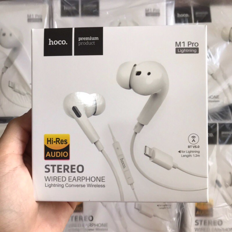 Tai nghe Hoco M1 Pro có dây-mic đàm thoại thiết kế dạng pro giảm tiếng ồn chân cắm lightning/ type C/ jack 3.5