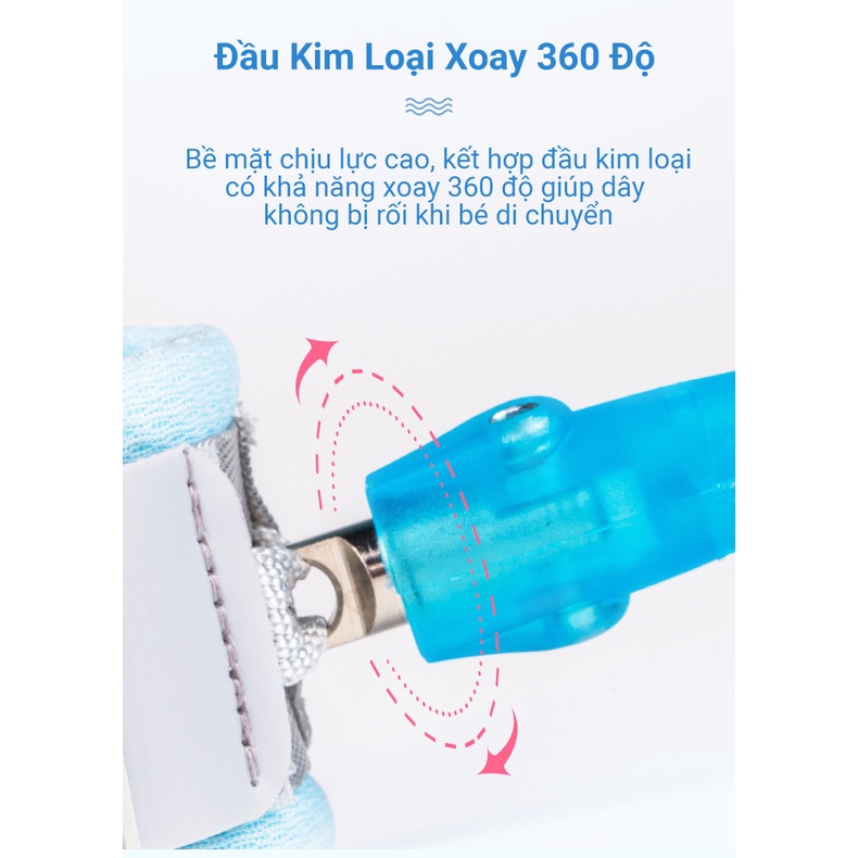 Dây Đai Đeo Tay Chống Lạc KUNBE Dài 2.5M Khóa Nam Châm Cảm Ứng An Toàn Cho Bé