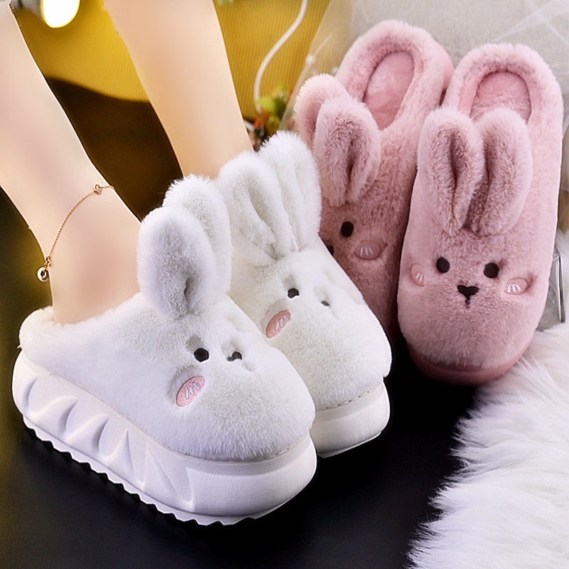 Dép bông đi trong nhà đế dày giữ ấm mùa thu đông kiểu dáng hoạt hình dễ thương