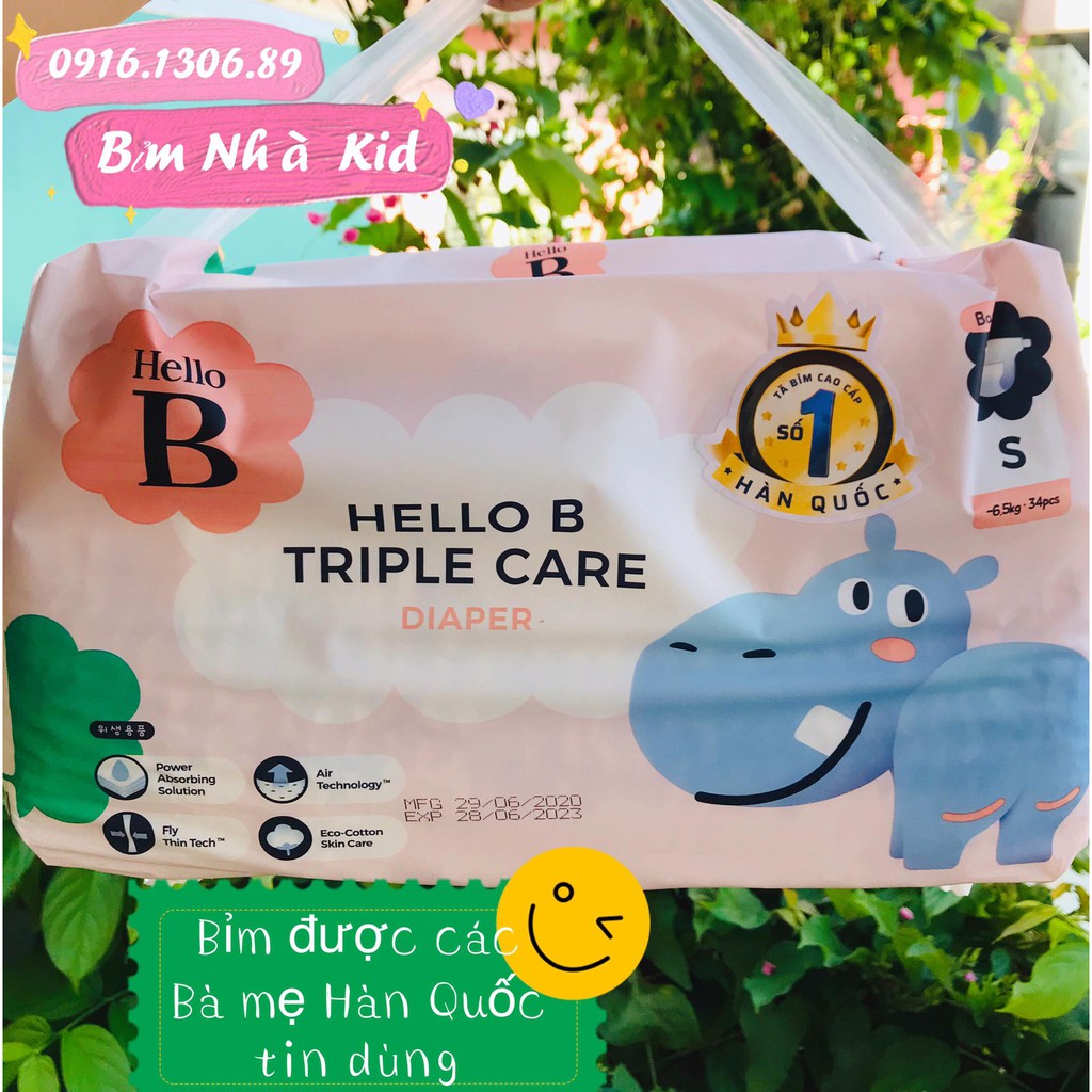 [CHÍNH HÃNG] Bỉm HELLO B Nội Địa Hàn Quốc  Đủ Size Dán S34/M30/L26/XL22