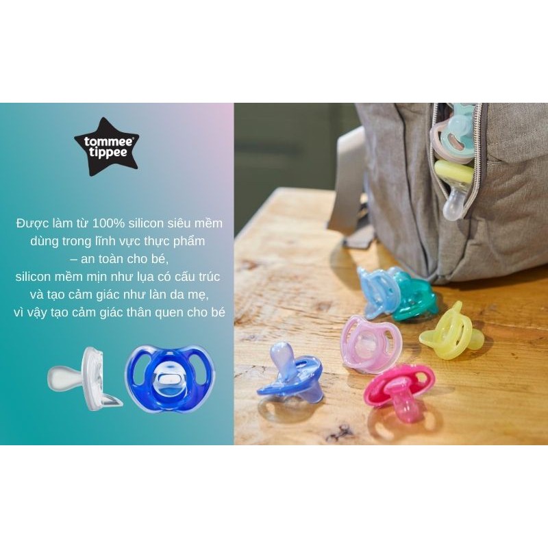 Ty ngậm silicon siêu nhẹ cho bé Tommee Tippee Ultra Light 18-36 tháng (vỉ đôi) - Xanh dương/Trắng