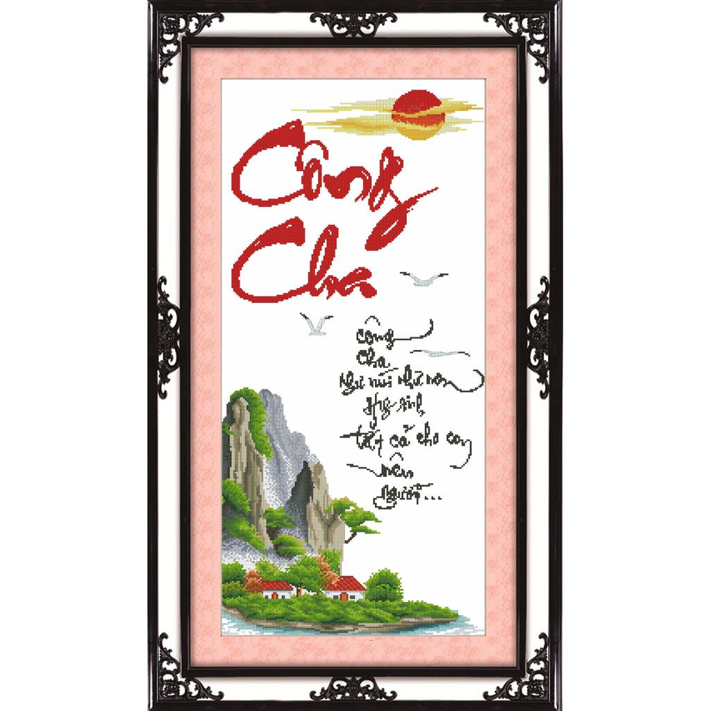 Tranh thêu thư pháp Công Cha TP091