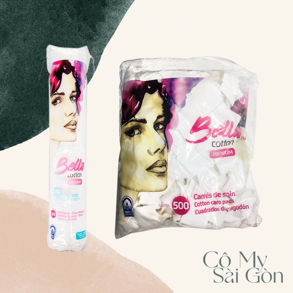 Bông Tẩy Trang Bella 120 và 500 Miếng Chính Hãng 100% Cotton Hà Lan