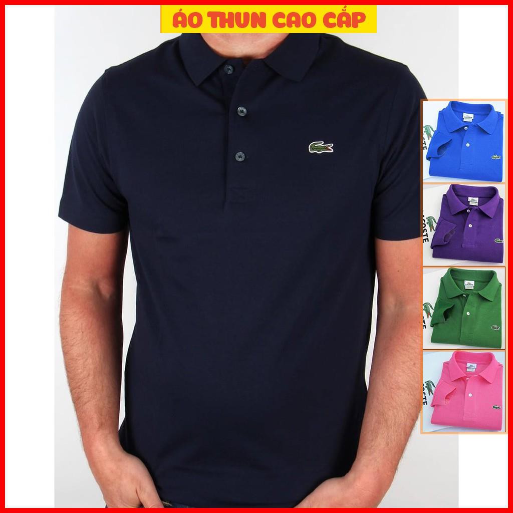 Áo thun cá sấu nam cao cấp cotton co giãn 4 chiều tông màu xanh