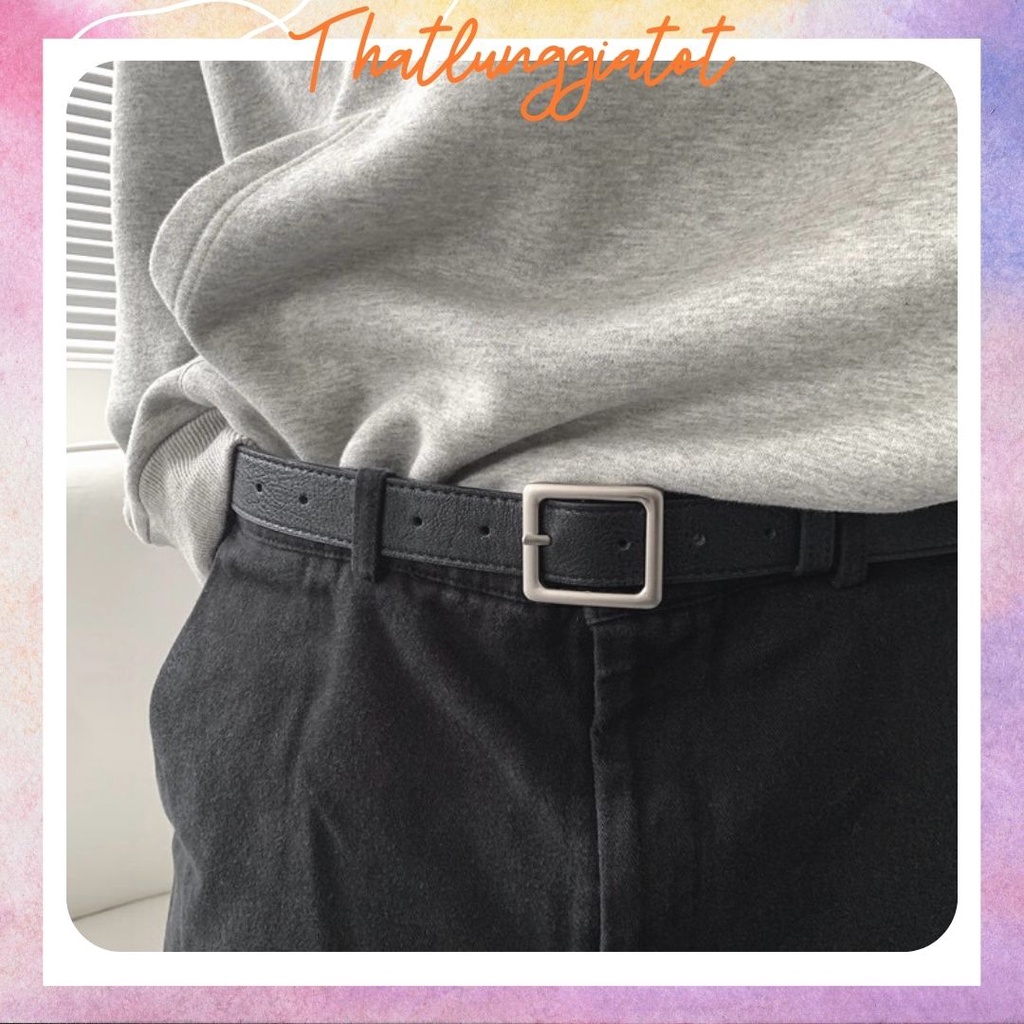 Thắt lưng nam nữ Ulzzang Vuông basic 2.8cm (Hỗ trợ cắt, bấm lỗ dây nịt) TL131 - Thắt Lưng Giá Tốt