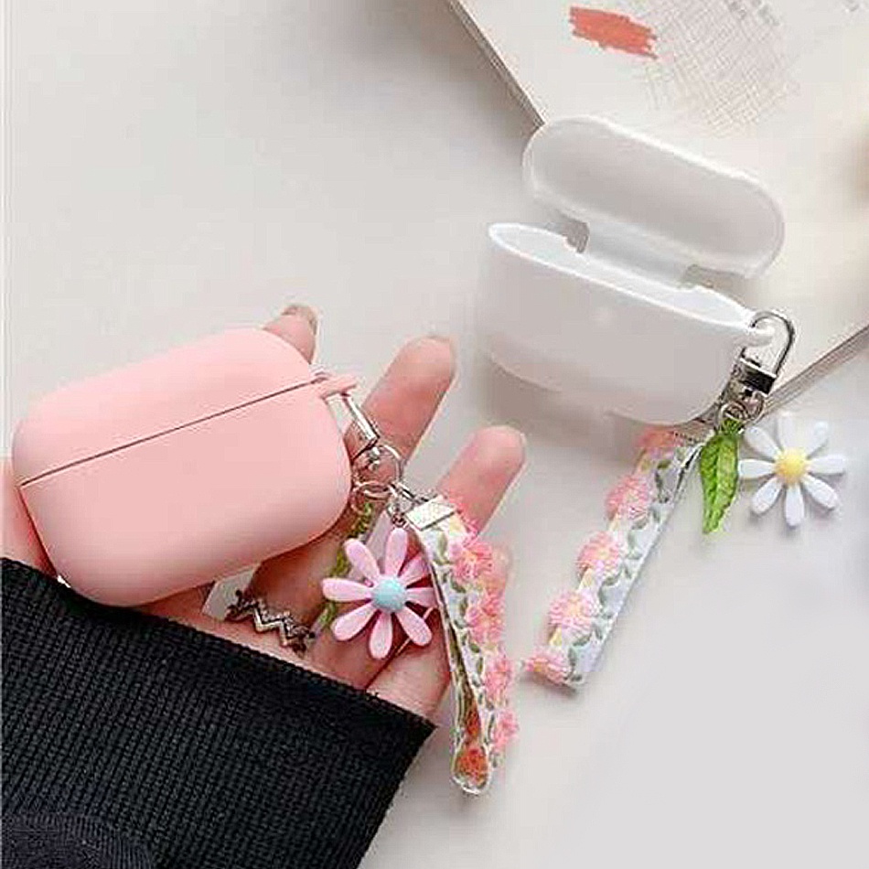 Vỏ Bảo Vệ Hộp Sạc Tai Nghe Jbl Wave 200 TWS W200 Bằng Silicon Hình Hoa Nhiều Màu Kèm Móc Treo
