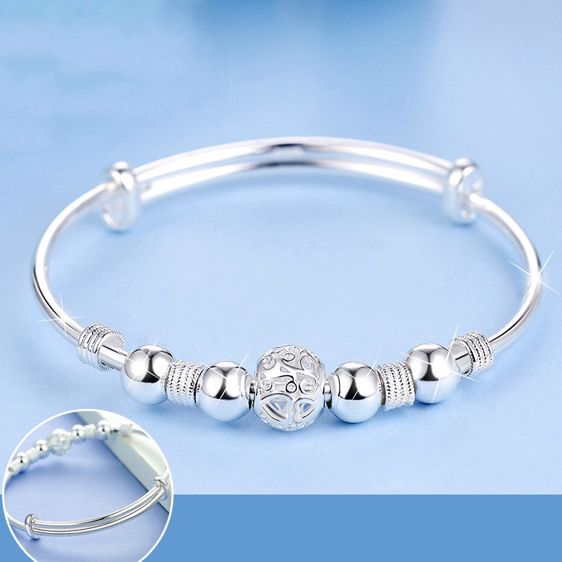 Vòng tay hạt di chuyển bạc S925 thời trang nữ