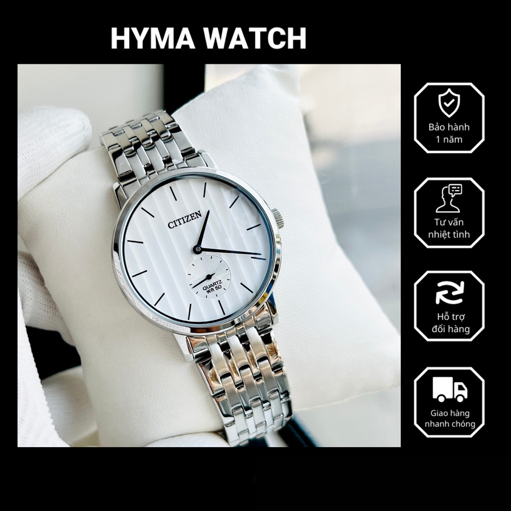 Đồng hồ nam sang trọng Citizen BE9170 Dây thép bạc mặt trắng kim rốn Size 39mm kính Mineral Bảo hành 1 năm Hyma watch