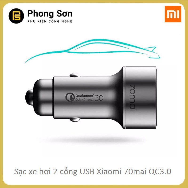 Sạc xe hơi xiaomi 70mai Dual USB Car Charger Midrive CC02 - QC3.0 Sạc nhanh 2 cổng USB , Vỏ kim loại - Bảo Hành 12 Táng