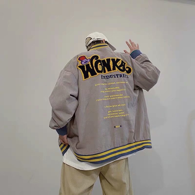 Áo khoác bomber thêu chữ phong cách thời trang nam nữ