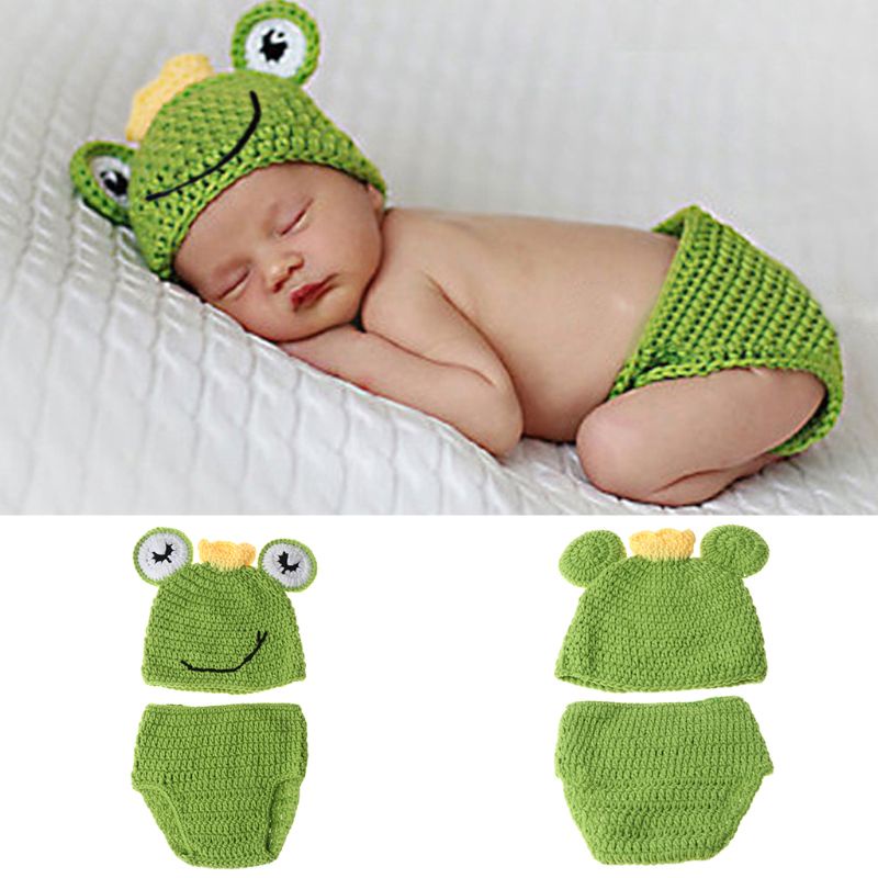 Bộ Áo Liền Quần Vải Cotton + Mũ Xinh Xắn Dùng Làm Đạo Cụ Chụp Ảnh Cho Bé Sơ Sinh