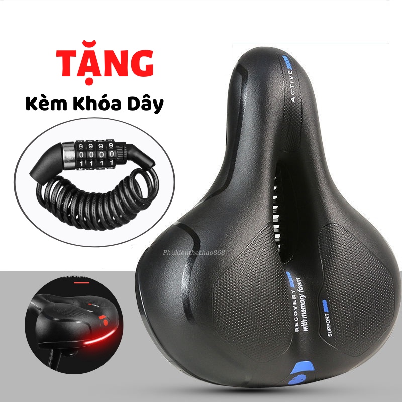 Yên Xe Đạp Active Tặng Kèm Khóa Dây Bằng Thép Chống Trộm Kèm Túi Treo Xe, Yên Siêu Êm Phụ Kiện Xe Đạp Cao Cấp