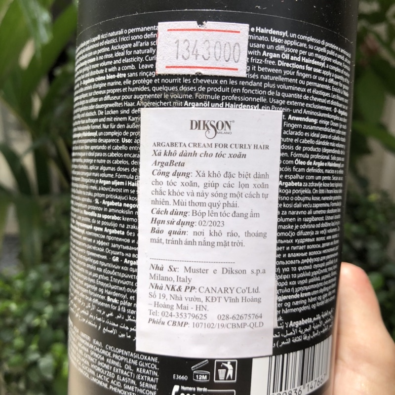 Kem xả khô Dikson Cream for Curly Hair dành cho tóc xoăn 1000ml