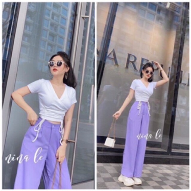 Quần culottes ống rộng khoá trước màu siêu hót