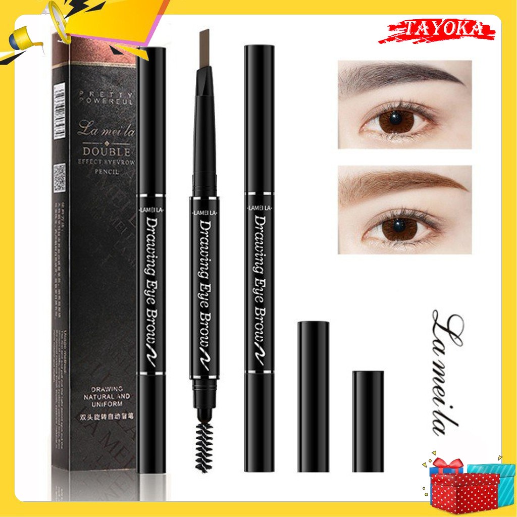 💙KÈM QUÀ TẶNG💙 Chì Kẻ Mày Lameila Double Effect hai đầu chống nước bút chì kẻ mày nội địa Trung TAYOKA