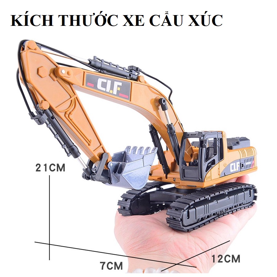 Mô hình xe cẩu xúc mini bằng hợp kim nhựa có đèn xe đồ chơi trẻ em