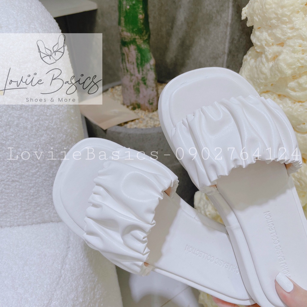 DÉP XUỒNG NỮ LOVIIE BASICS - DÉP THỜI TRANG PHONG CÁCH NỮ TÍNH QUAI NGANG NHÚM BÈO ĐẾ BẰNG D220502