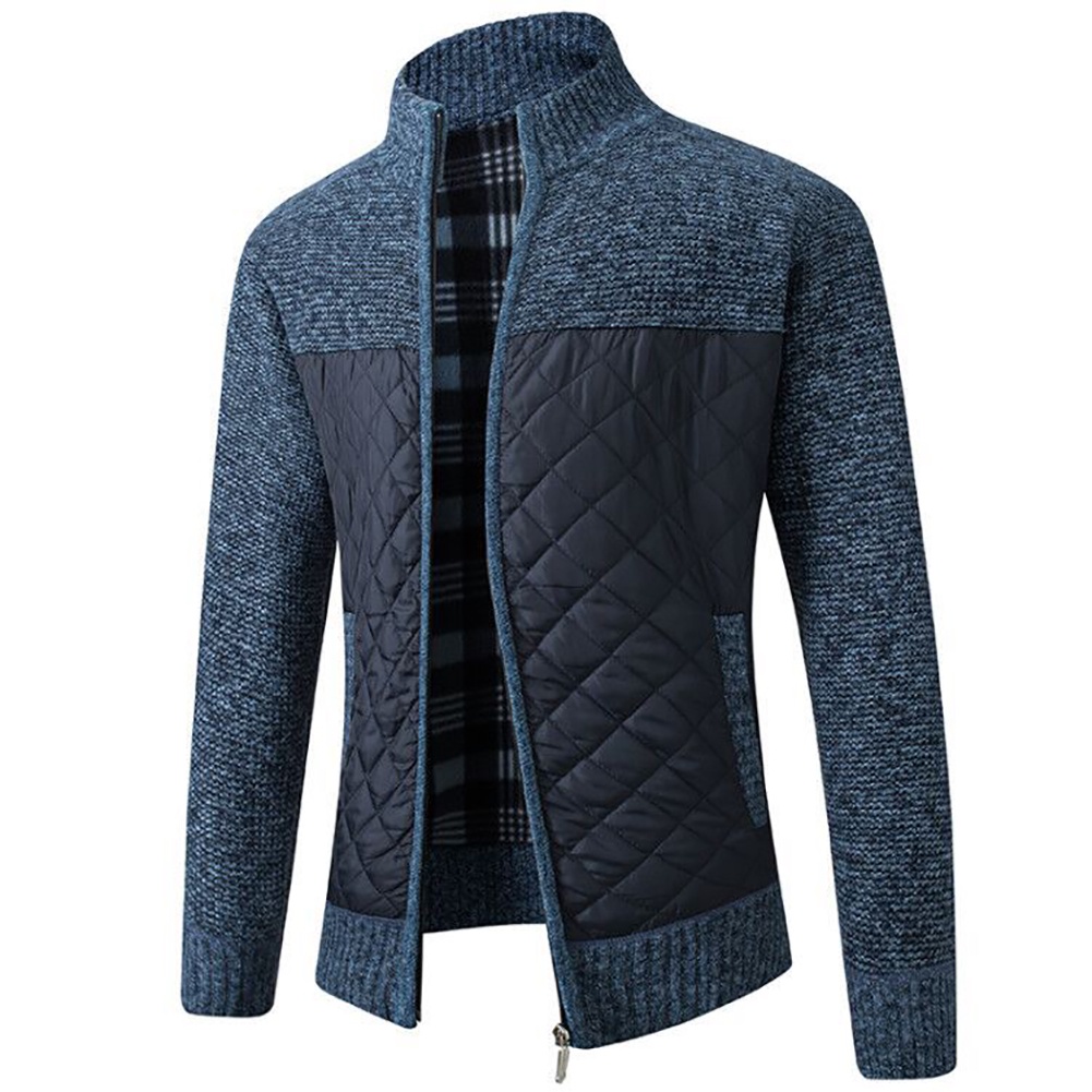 Áo khoác cardigan dệt kim phối túi khoá kéo thời trang cho nam