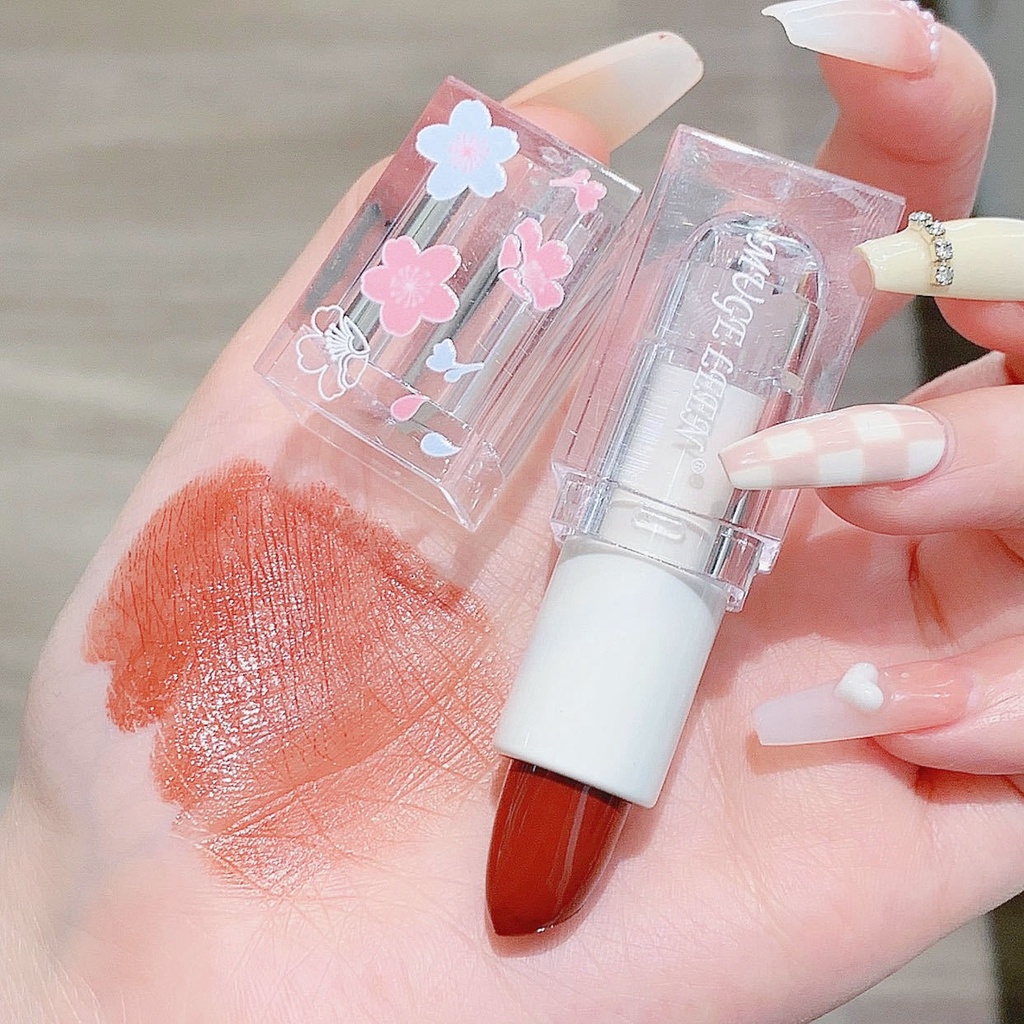 Son Lì MUGE LEN Blossoming Nhẹ Nhàng Màu Đỏ Hoa Anh Đào Không Phai Màu Cho Sinh Viên Tiệc Tùng