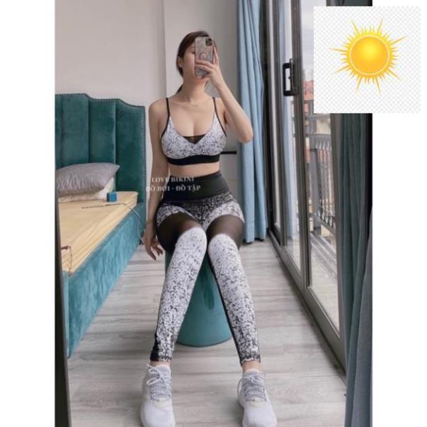 ✊ SALE Bộ tập gym nữ , đồ tập thể thao nữ hai dây ombre đen trắng pha lưới . ` " ! . ) ✊