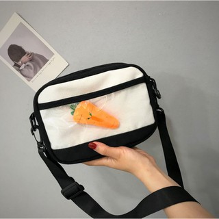 Túi đeo chéo canvas basic tặng thêm móc cà rốt