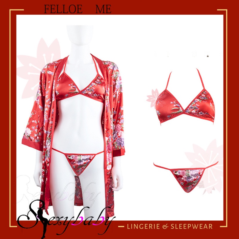 Bộ Đồ Ngủ Ba Món Họa Tiết Hoa Mẫu Đơn Thời Trang Quyến Rũ Cho Nữ | BigBuy360 - bigbuy360.vn