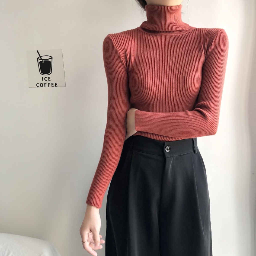 Áo Sweater Dệt Kim Cổ Lọ Tay Dài Màu Trơn Thời Trang 28587 | BigBuy360 - bigbuy360.vn