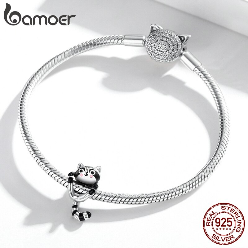 Hạt Trang Sức Bamoer BSC403 Bạc 925 Thật Chính Hãng Hình Gấu Mèo Dễ Thương