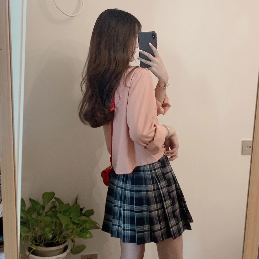 Áo sơ mi BH tay dài màu trơn thiết kế mới thời trang theo phong cách Hàn Quốc cho nữ