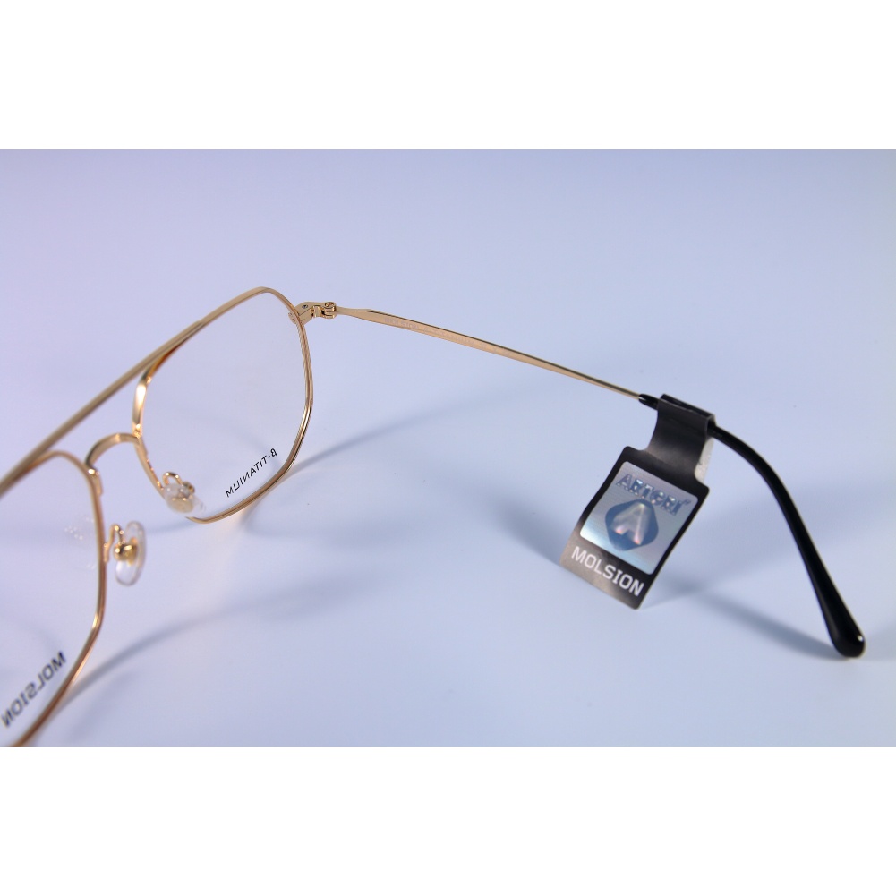 Gọng kính titanium Molsion MJ-7128 màu vàng viền đen Full box