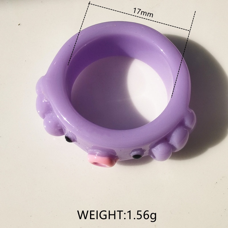 1 Nhẫn Resin Màu Kẹo Họa Tiết Gấu Hoạt Hình Dễ Thương Thanh Lịch