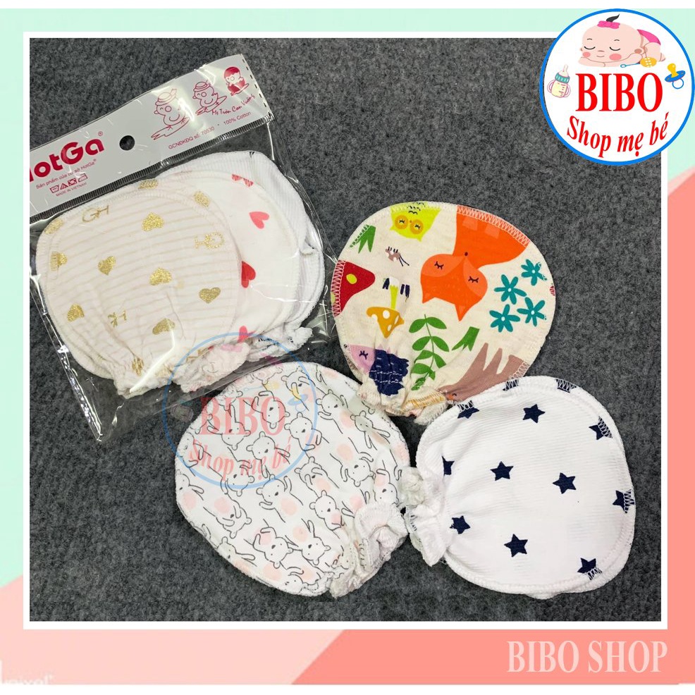 SET 3 ĐÔI BAO TAY SƠ SINH COTTON 0-5 THÁNG MỀM MIN, ĐẸP HIỆU HOTGA