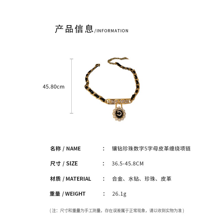 Vòng cổ da đính ngọc trai kỹ thuật
