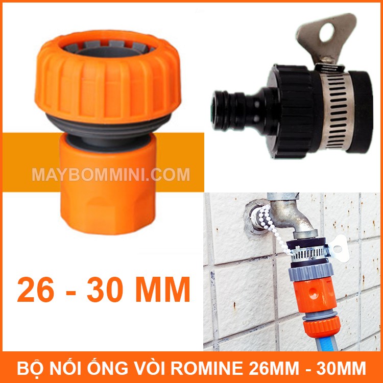 Bộ Nối Nhanh Vòi Romine Với Ống Nước 26mm Đến 30mm