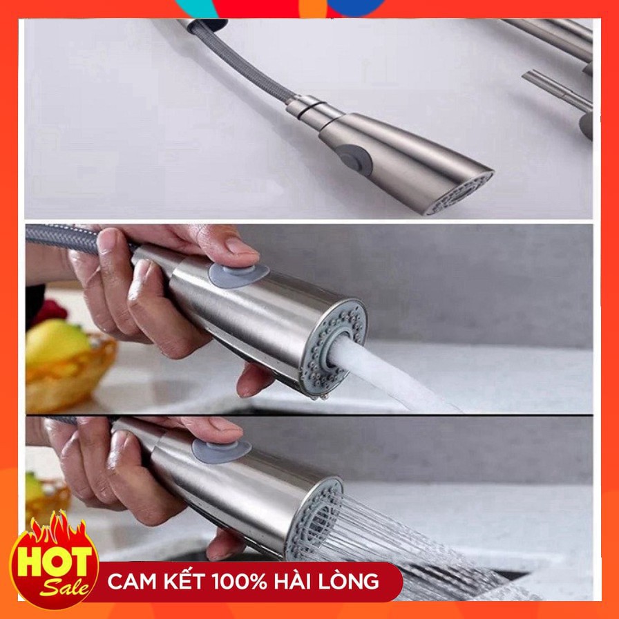 Vòi rửa bát nóng lạnh inox 304 cao cấp GIORMANI VRB25 dây rút tại vòi tiện dụng - tặng dây cấp inox