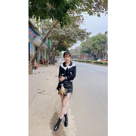 Áo khoác bomber pha viền