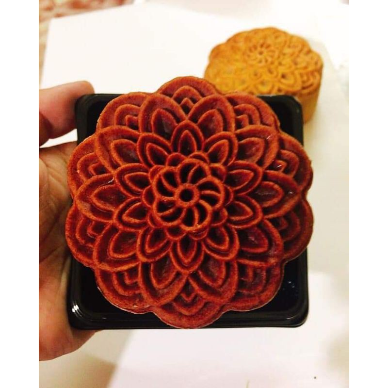 Khuôn trung thu lò xo sen tháp 150g 2 mặt kèm nhấn