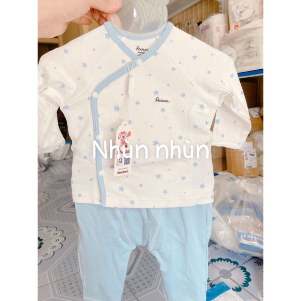 {Nhùn nhùn}Bộ Avaler sơ sinh sợi tre/ cotton nỉ cài lệch/cài chéo (clip ảnh thật-mẫu mới)size Nb(0-3m)/3-6m