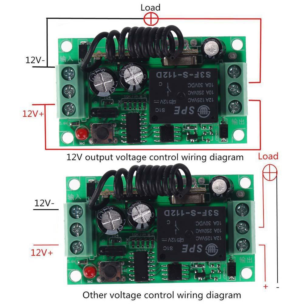 Mạch thu sóng RF 433Mhz DC 12V 10A học lệnh kèm điều khiển từ xa