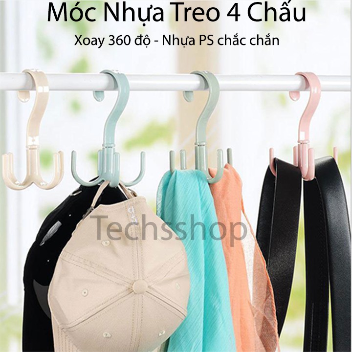 [Có Sẵn] Móc nhựa treo xoay 4 móc - Móc treo cà vạt, dây nịt 4 chấu đa năng.